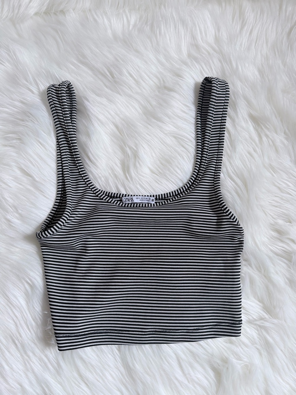 Zara Black & White Striped Crop Top